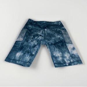 A Core Women’s L Teal Tie Dye Biker Shorts Workout Yoga Running Gym Activewear